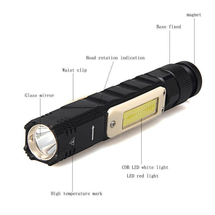Rechargeable Magnetic Adjustable Camping Flashlight | Bowlift