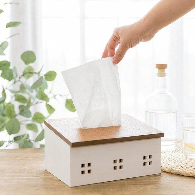 BowLift | Wooden Nordic House Tissue Box