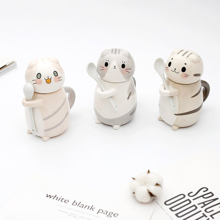 BowLift | Cute Cat Handmade Coffee Mugs with Spoon
