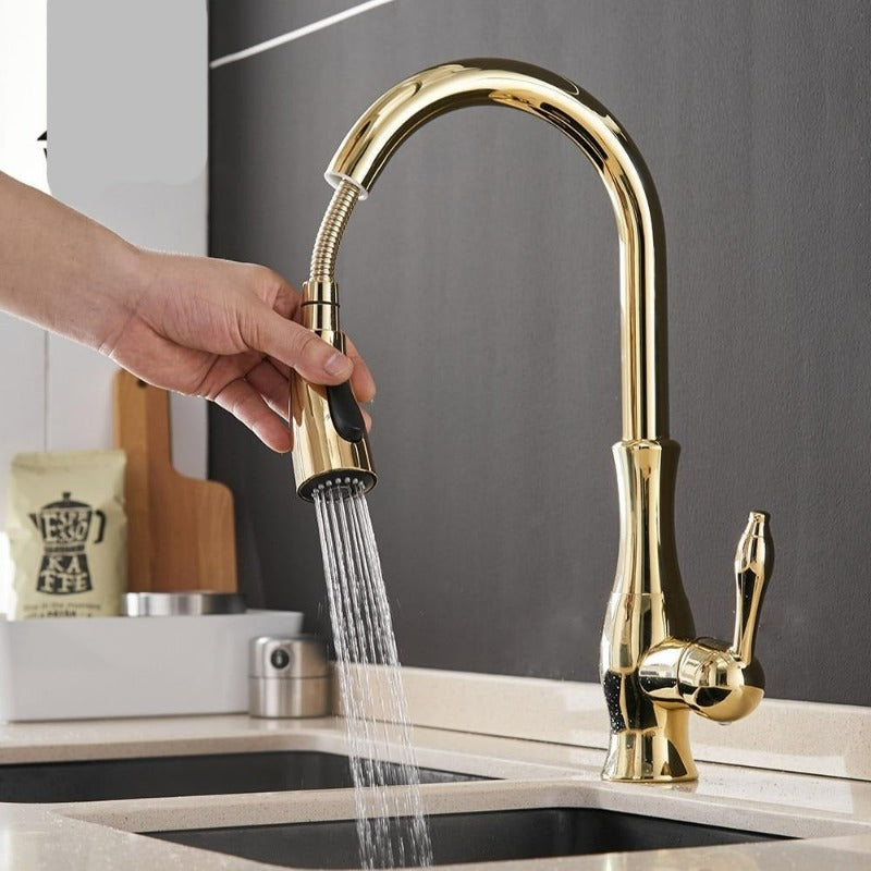 BowLift | Modern Pull-Out Kitchen Mixer Tap – Stainless Steel 360° Swivel with Extendable Spray Head
