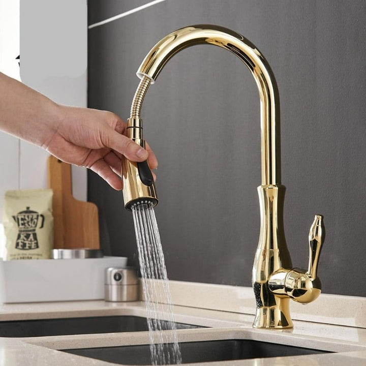 BowLift | Modern Pull-Out Kitchen Mixer Tap – Stainless Steel 360° Swivel with Extendable Spray Head