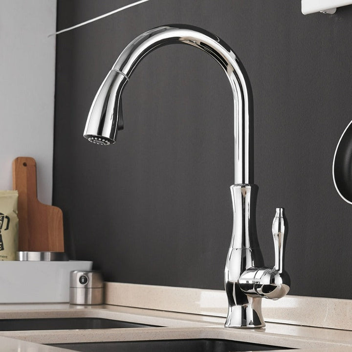 BowLift | Modern Pull-Out Kitchen Mixer Tap – Stainless Steel 360° Swivel with Extendable Spray Head