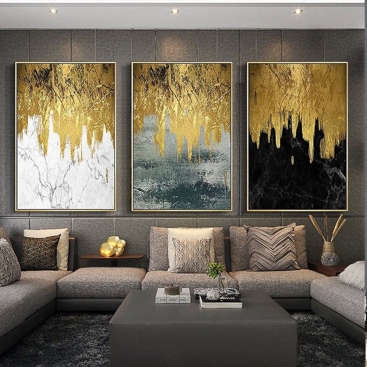Golden Abstract Walls - Canvas Wall Art Painting | Bowlift