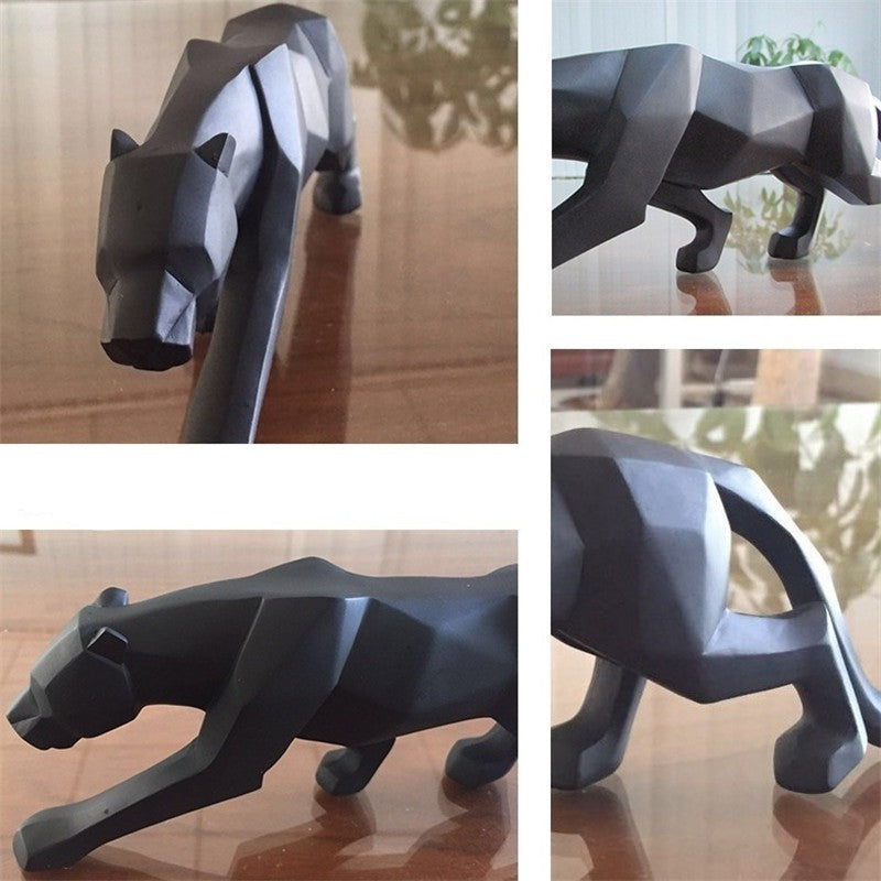 Modern Resin Geometric Bowliftack Panther Sculpture | Bowlift