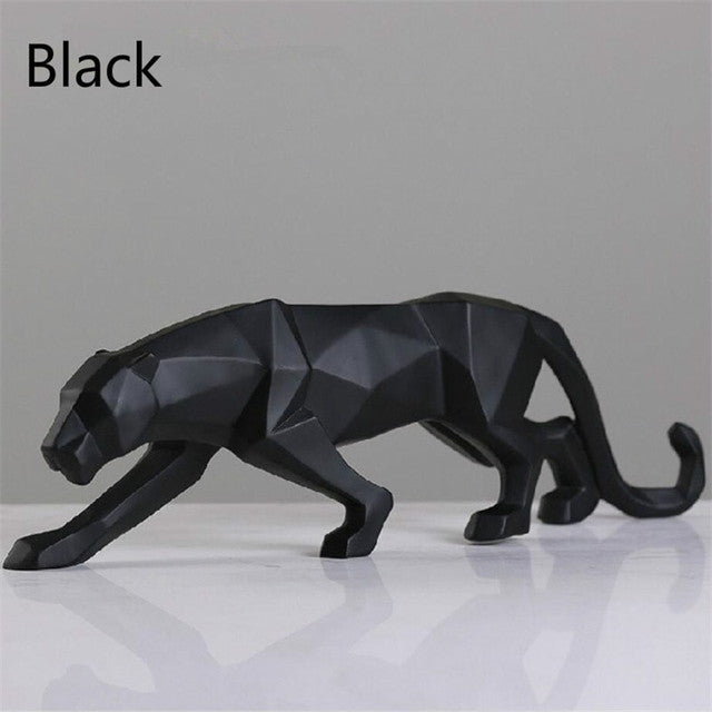 Modern Resin Geometric Bowliftack Panther Sculpture | Bowlift