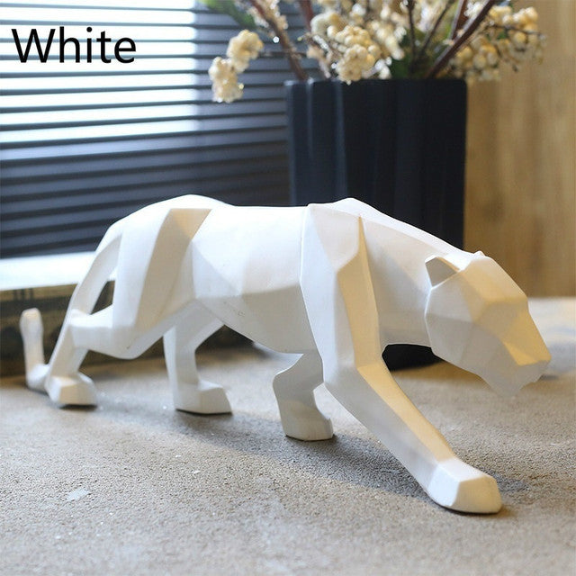 Modern Resin Geometric Bowliftack Panther Sculpture | Bowlift