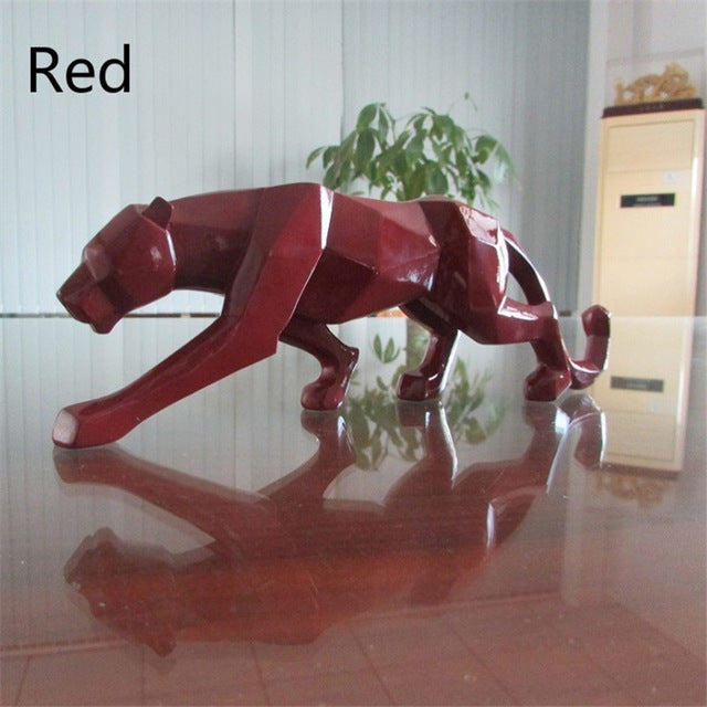 Modern Resin Geometric Bowliftack Panther Sculpture | Bowlift