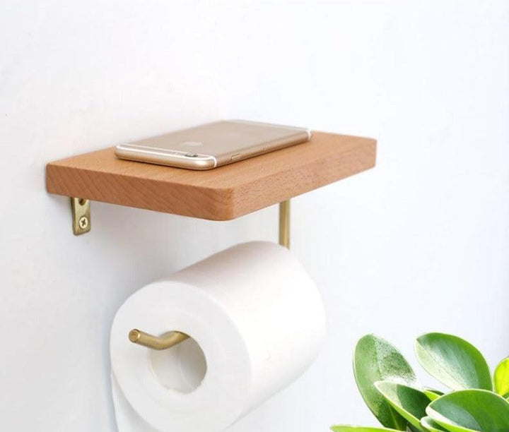 WoodNest - Stylish Wooden Toilet Roll Holder with Storage Bowlift