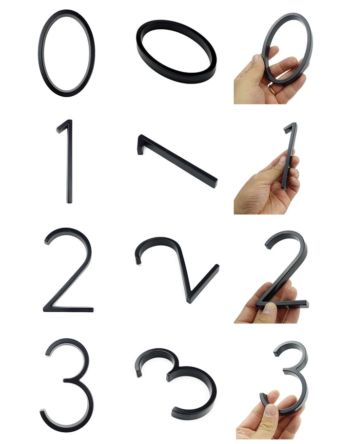 BowLift | Royelux Modern House Numbers - Stainless Zinc Alloy, Black Finish, 5" High