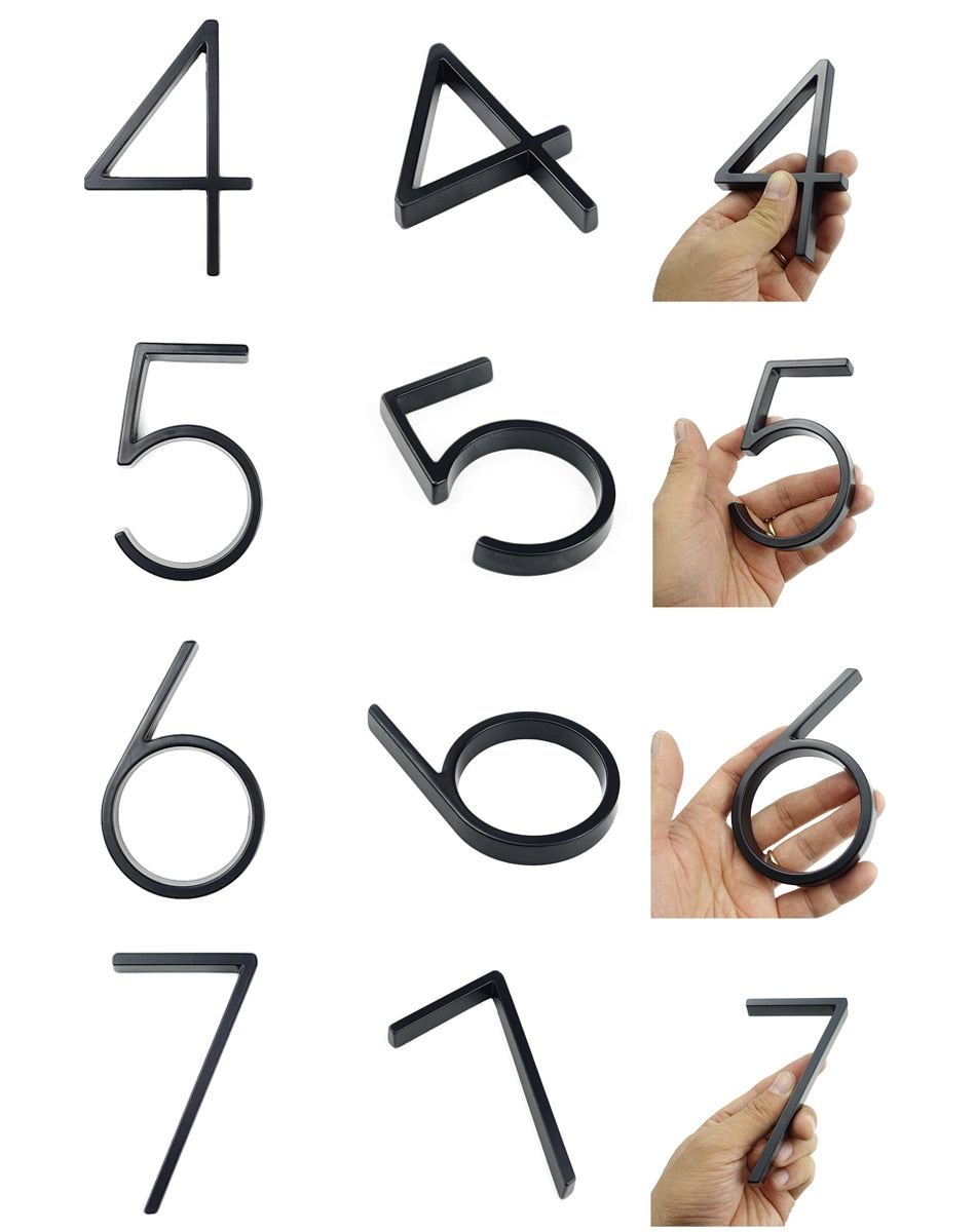 BowLift | Royelux Modern House Numbers - Stainless Zinc Alloy, Black Finish, 5" High