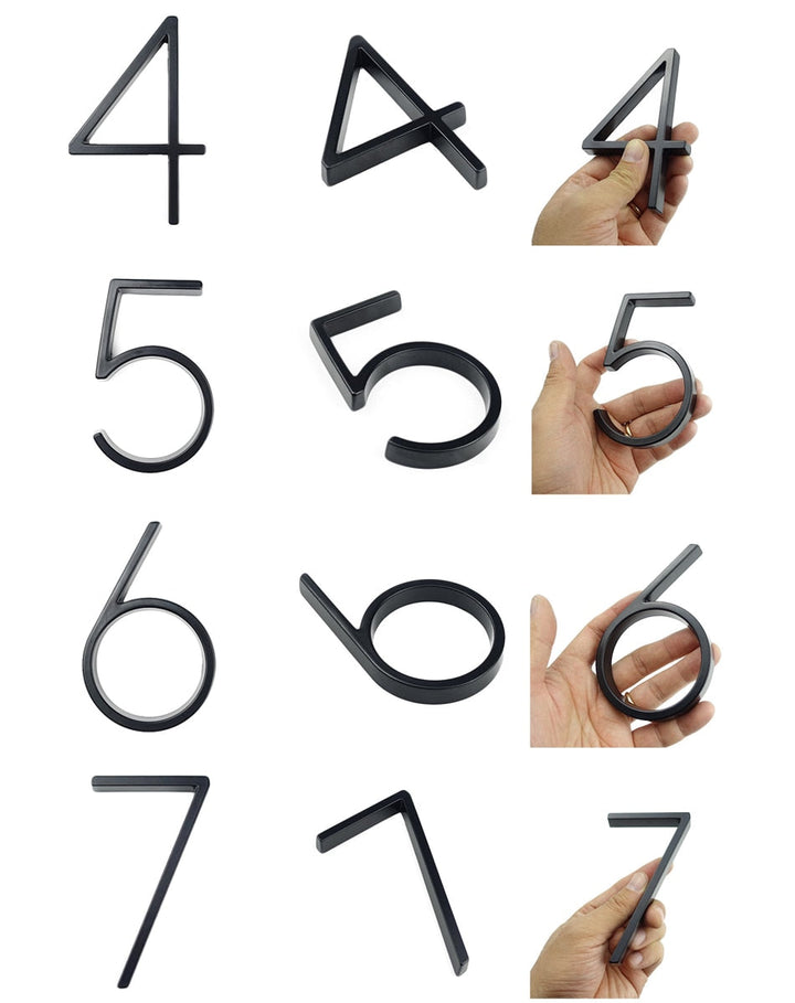 BowLift | Royelux Modern House Numbers - Stainless Zinc Alloy, Black Finish, 5" High