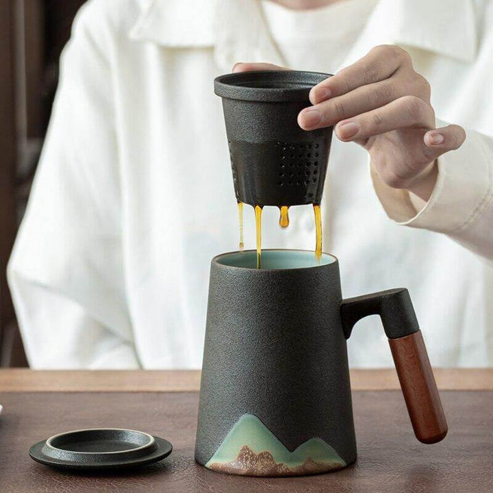 BowLift | Mountain Art Ceramic Tea Mugs With Filter
