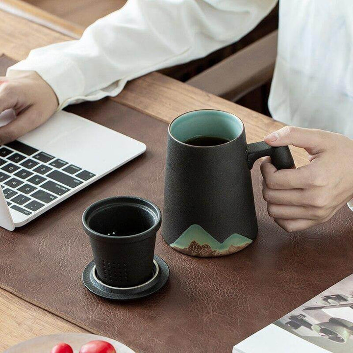BowLift | Mountain Art Ceramic Tea Mugs With Filter