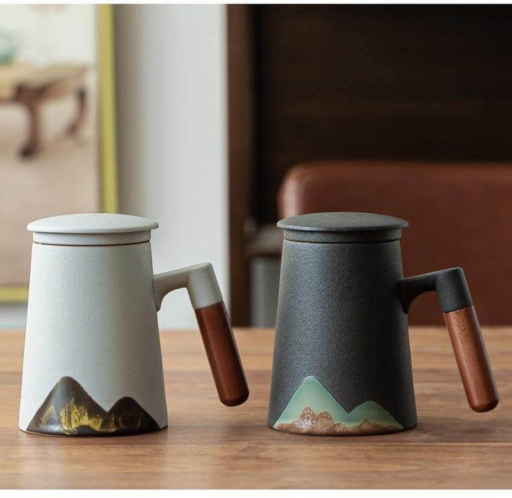 BowLift | Mountain Art Ceramic Tea Mugs With Filter