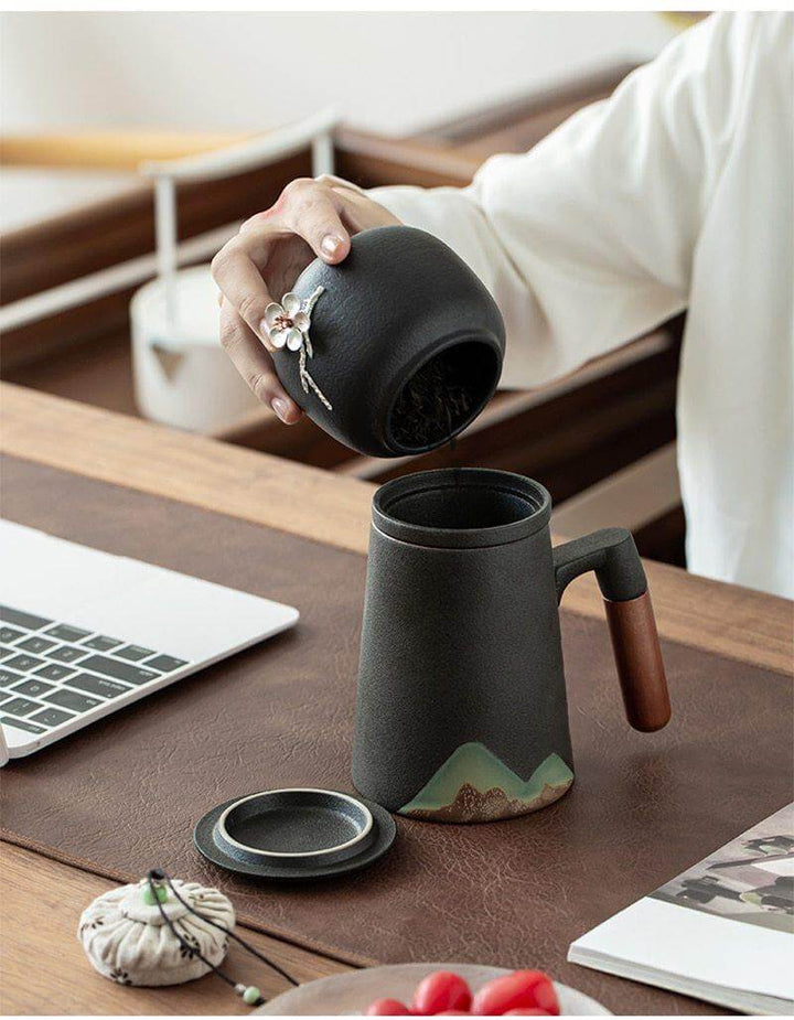 BowLift | Mountain Art Ceramic Tea Mugs With Filter