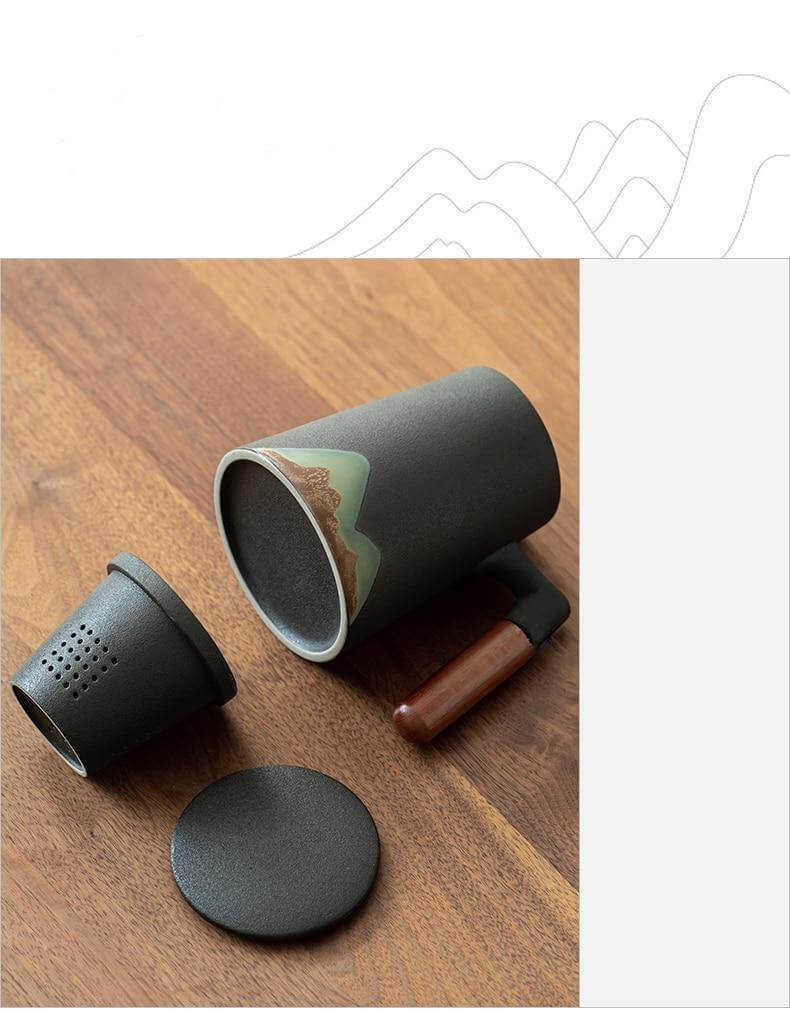 BowLift | Mountain Art Ceramic Tea Mugs With Filter