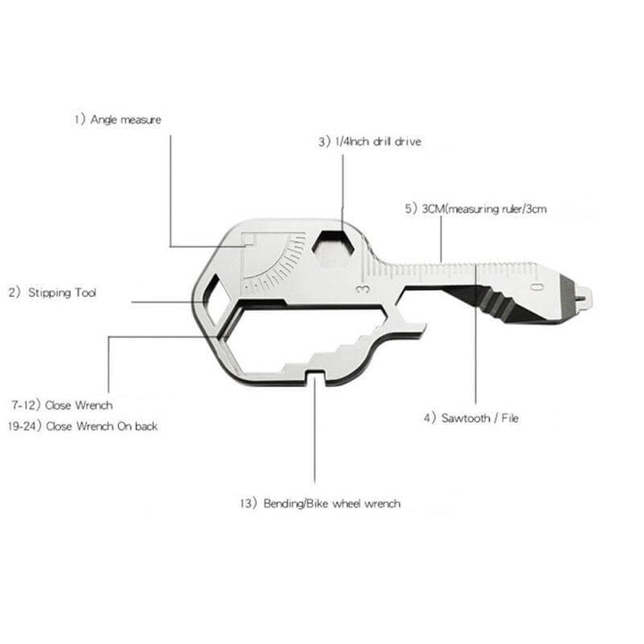 24 in 1 EDC Key Shaped Pocket Tool | Bowlift