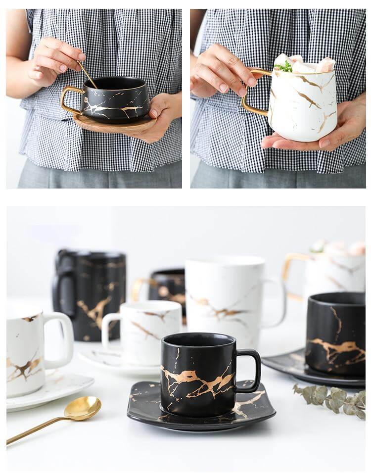 BowLift | Elegant Nordic Marble Ceramic Coffee Mugs