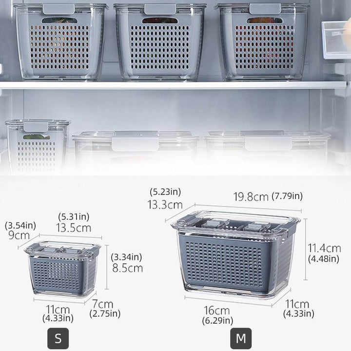BowLift | Multifunctional Vegetables & Fruit Fridge Drain Organizer Box with Lid