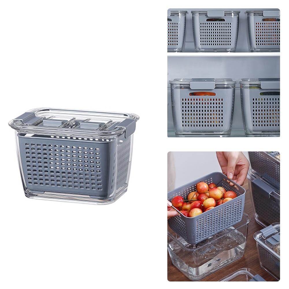 BowLift | Multifunctional Vegetables & Fruit Fridge Drain Organizer Box with Lid
