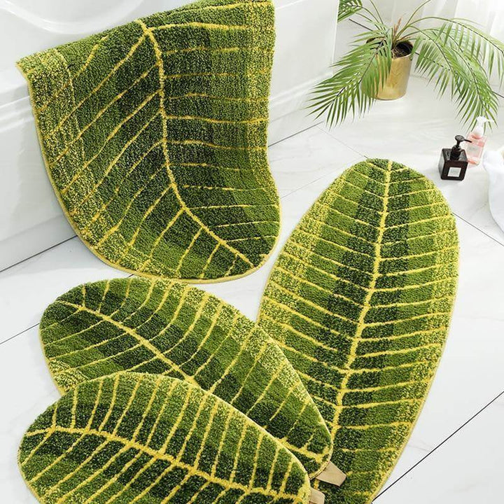 Pure Green Leaf Shape Home Rug | Bowlift