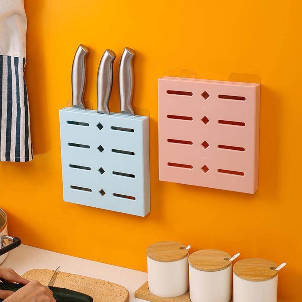 BowLift | 2PCS Square Pastel Mavi Wall-Mounted Knife Organizer