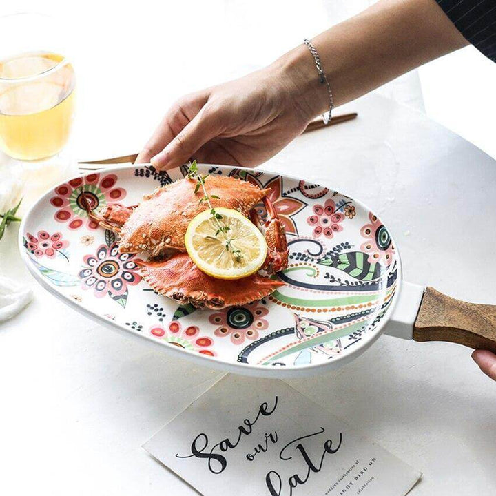 BowLift | Colorful Ceramic Floral Pattern Serving Plate