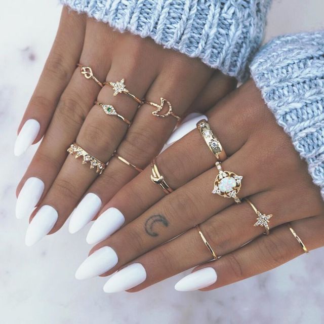 BowLift | Fashion Crystal Gold color  Geometric Knuckle Rings set