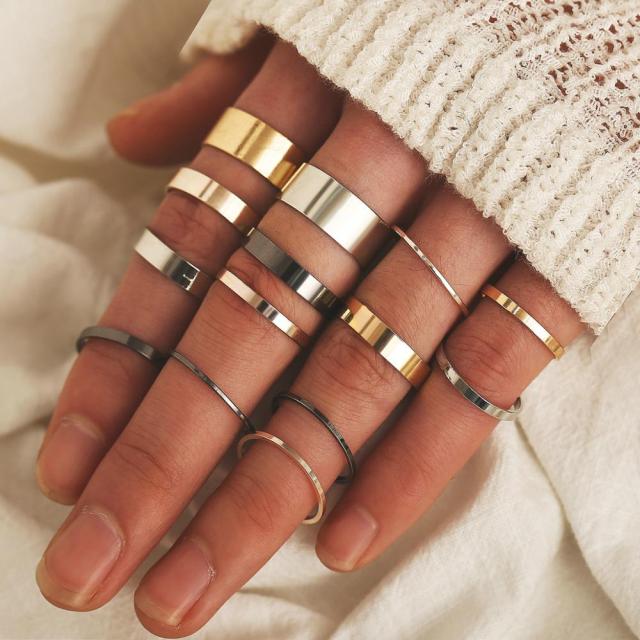 BowLift | Fashion Crystal Gold color  Geometric Knuckle Rings set