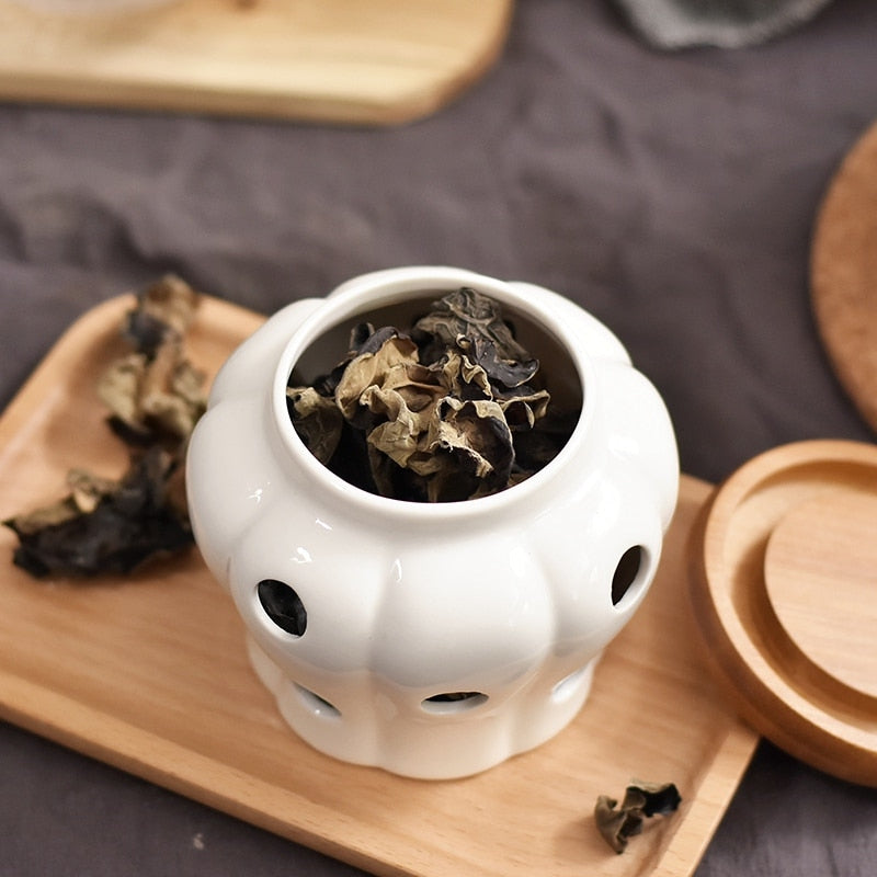Creative Bamboo Lid Ceramic Storage Can | Bowlift