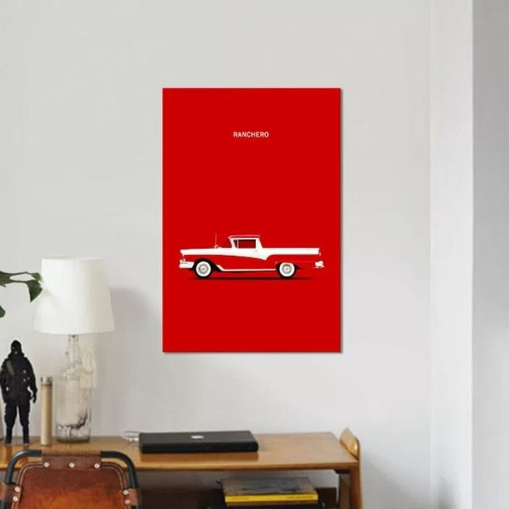 Red Ford Ranchero - Canvas Wall Art Painting | Bowlift