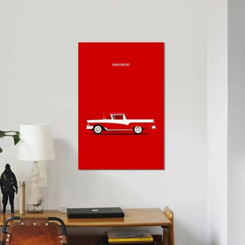 Red Ford Ranchero - Canvas Wall Art Painting | Bowlift