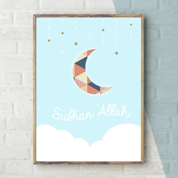 Kid's Arabic Moons - Canvas Wall Art Painting | Bowlift