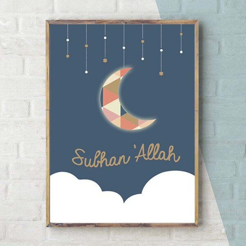 Kid's Arabic Moons - Canvas Wall Art Painting | Bowlift