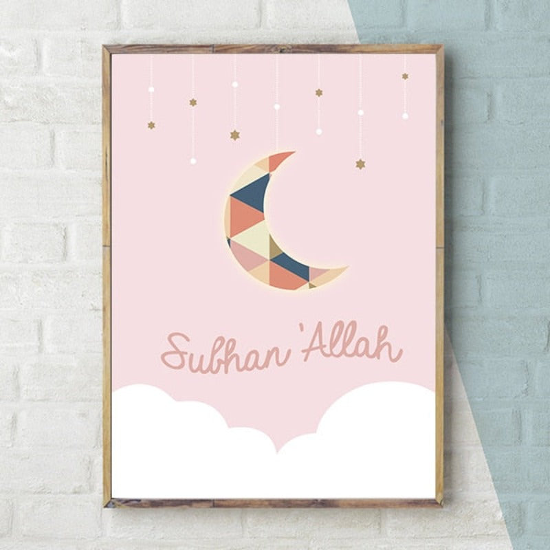 Kid's Arabic Moons - Canvas Wall Art Painting | Bowlift