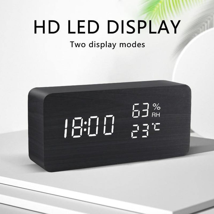 BowLift | LED alarm clock in wooden cube shape