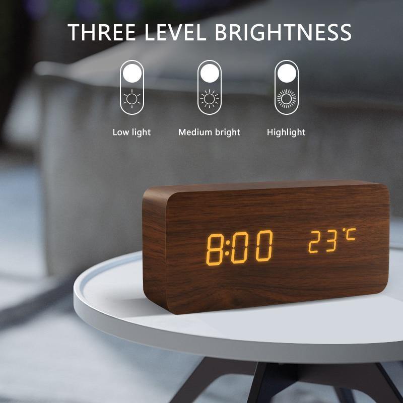 BowLift | LED alarm clock in wooden cube shape
