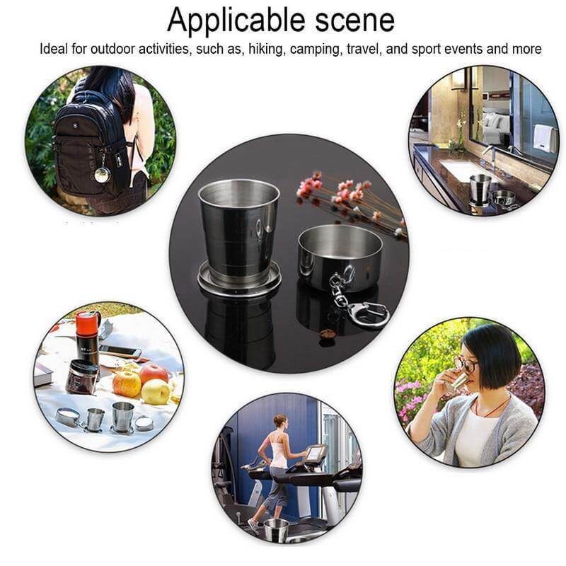 BowLift | Foldable Portable Stainless Steel Camping Cup With Keychain