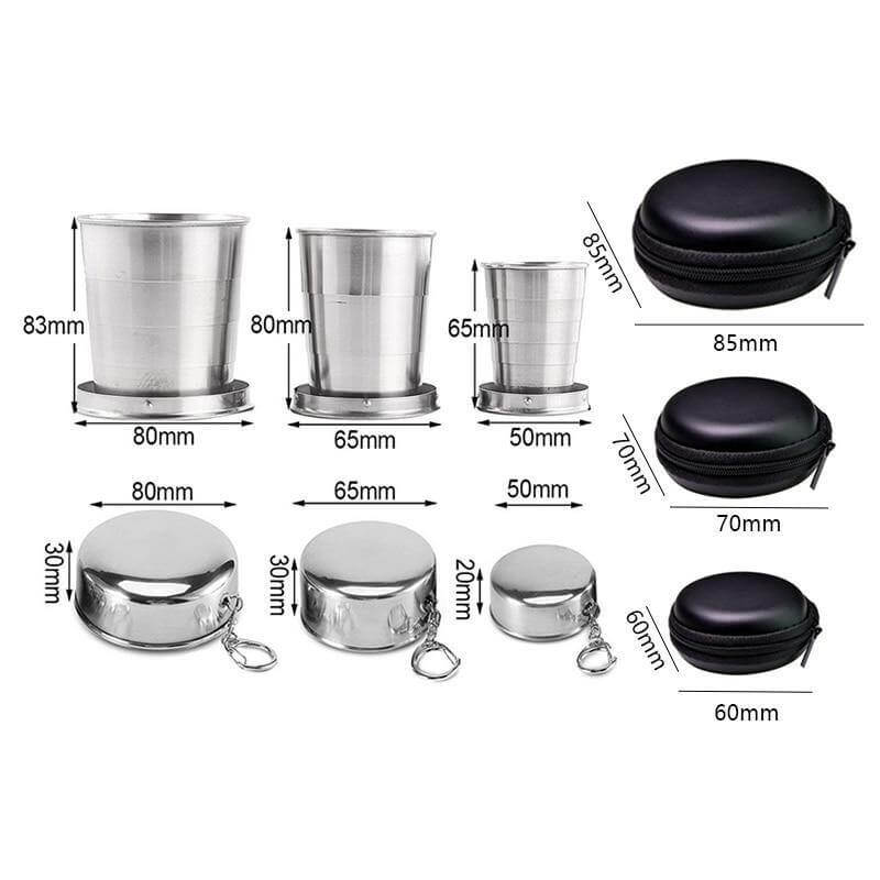 BowLift | Foldable Portable Stainless Steel Camping Cup With Keychain