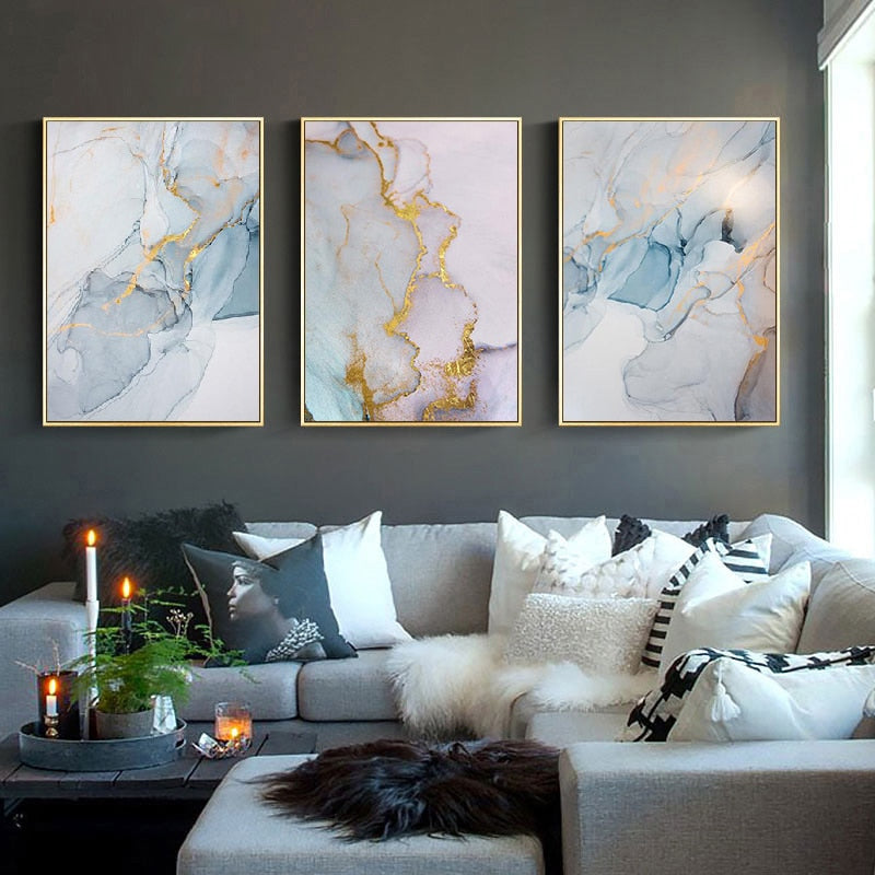 Gold Cracked Marble - Canvas Wall Art Painting | Bowlift