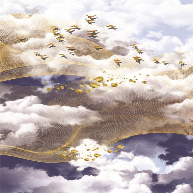 Golden Clouds - Canvas Wall Art Painting | Bowlift