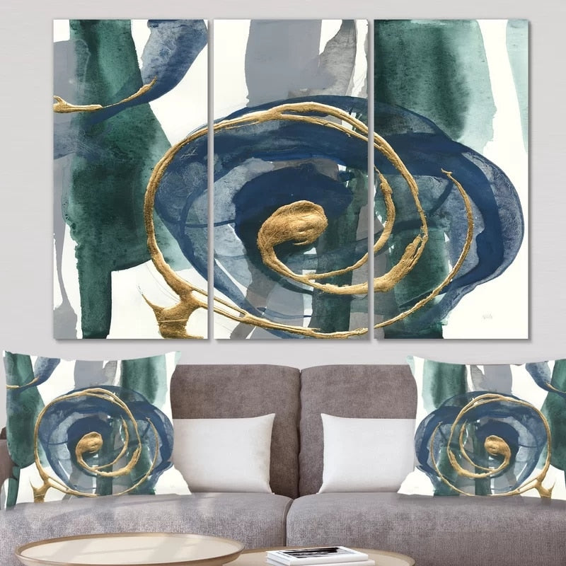 Minimalist Green & Gold Plant Abstract - Canvas Wall Art Painting | Bowlift