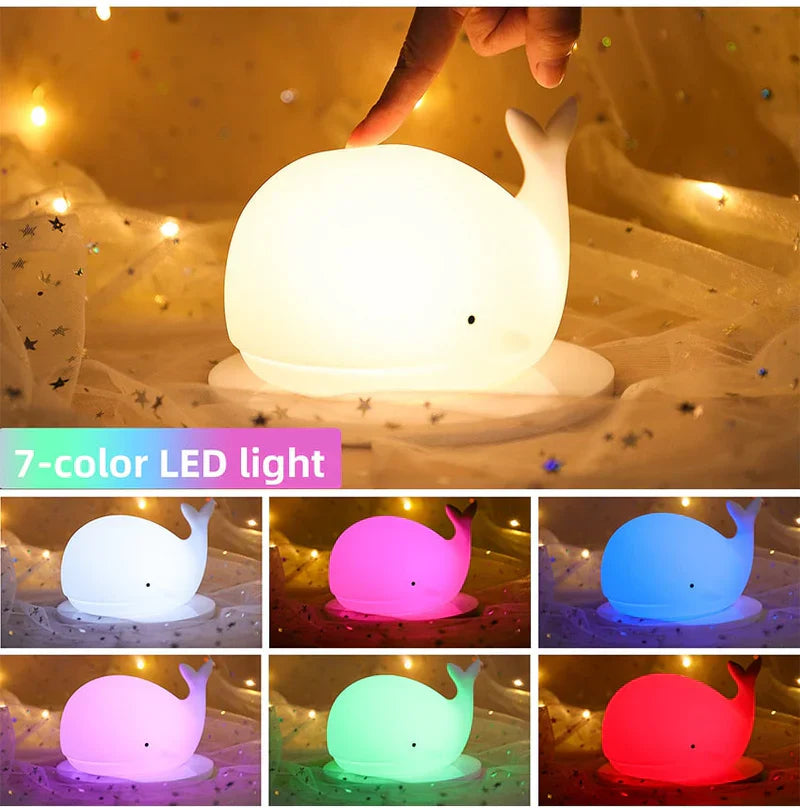 Enchanting Whale Night Light with Color Effects Bowlift