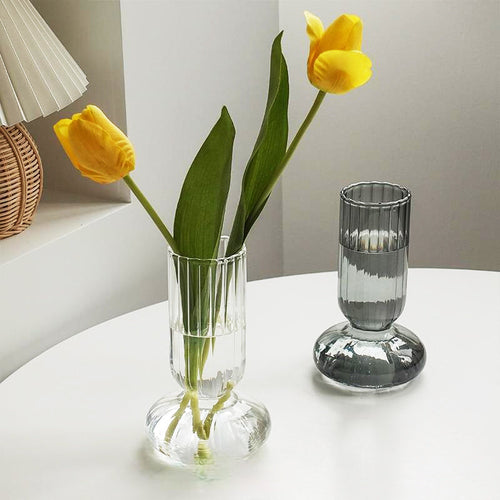 Glass Striped Cylinder Vase | Bowlift