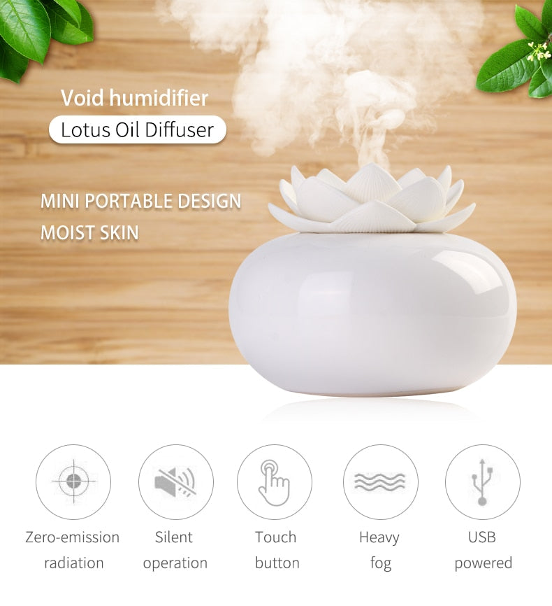 BowLift | Lotiscent | Ceramic Lotus Aroma Humidifier – Ultrasonic Essential Oil Diffuser for Relaxation & Wellness