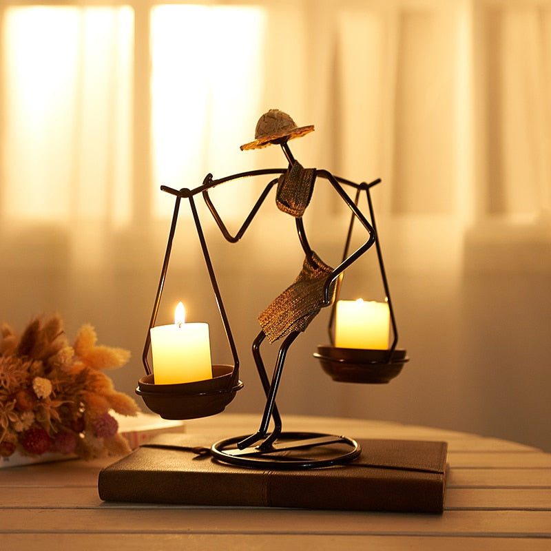 Nordic Abstract Character Metal Candle Holder | Bowlift