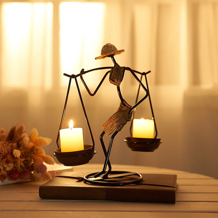 Nordic Abstract Character Metal Candle Holder | Bowlift