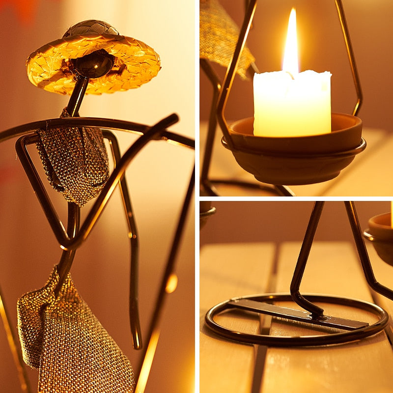 Nordic Abstract Character Metal Candle Holder | Bowlift