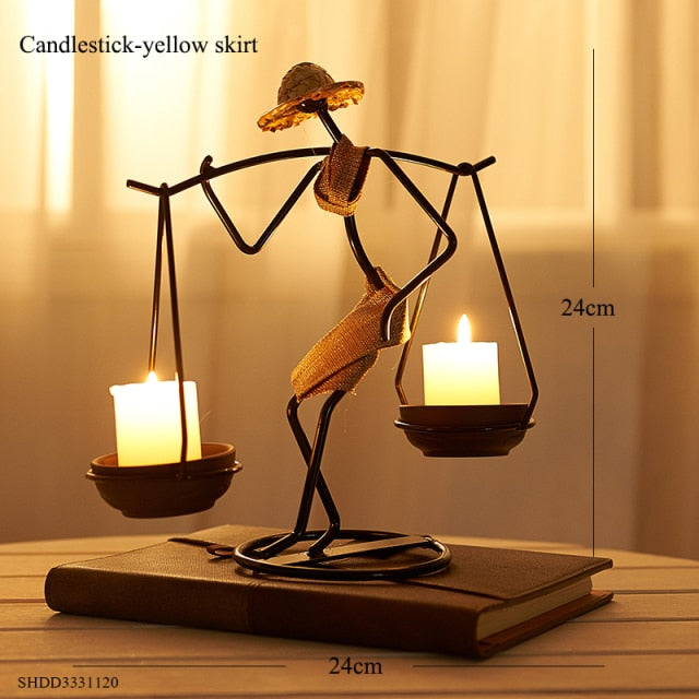 Nordic Abstract Character Metal Candle Holder | Bowlift