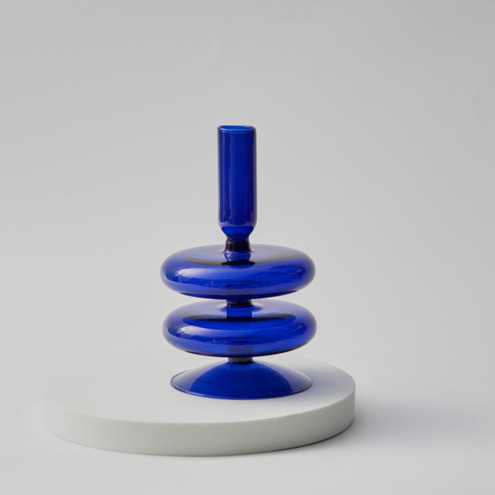 Modern Glass Candleholder-Blue | Bowlift